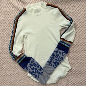 Free People long sleeve top with knitted sleeves